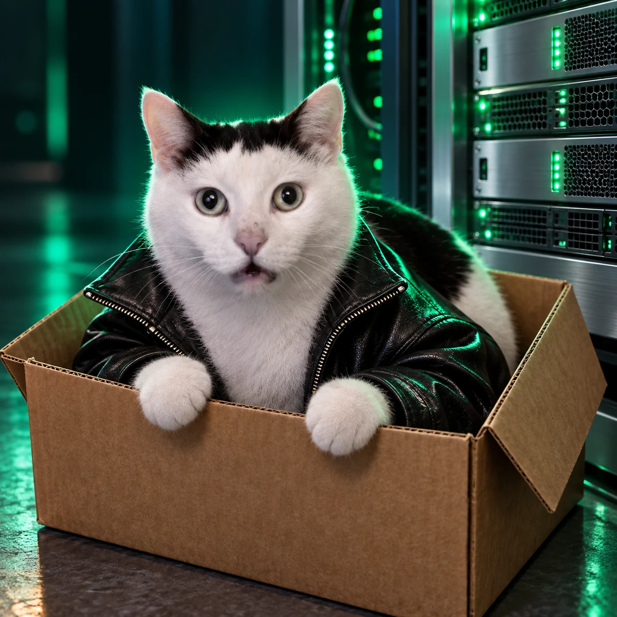 The cat choosing a cardboard box over expensive computer hardware.